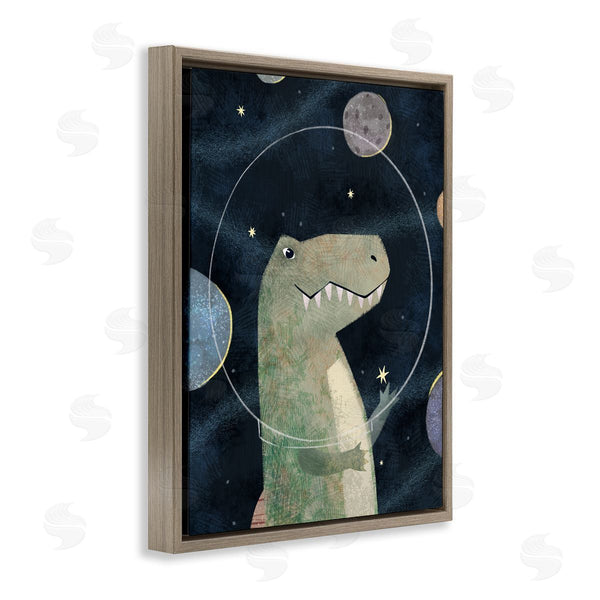 Stupell Industries Ziwei Li | Outer Space Dinosaur Glass Helmet Galactic Planets Wall Art