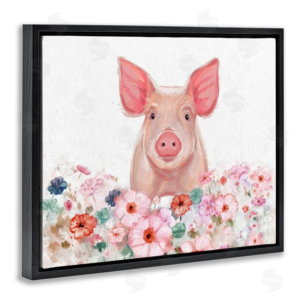 Stupell Industries Ziwei Li | Pastel Piglet & Florals Wall Art