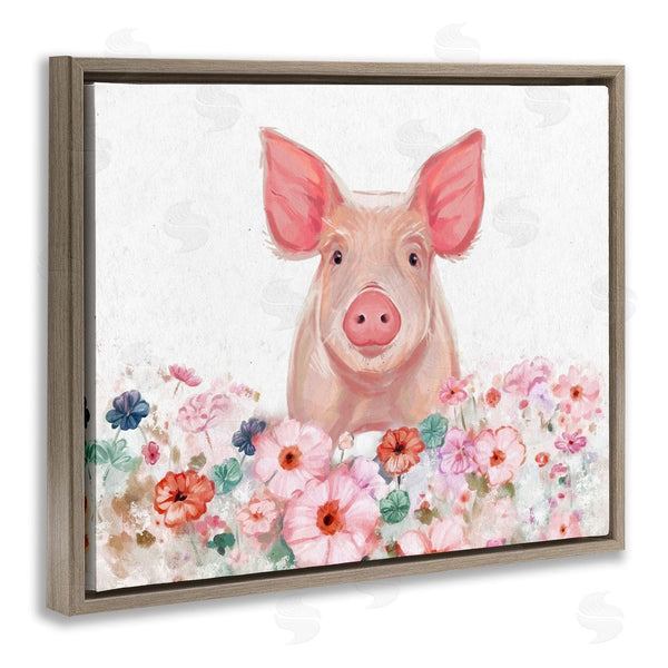 Stupell Industries Ziwei Li | Pastel Piglet & Florals Wall Art