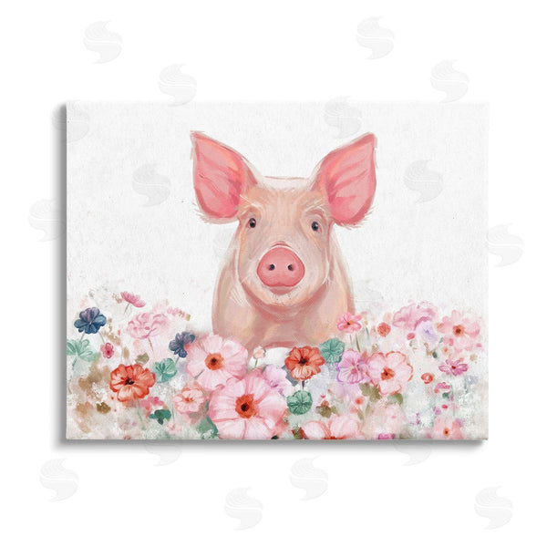 stupell industries Ziwei Li | Pastel Piglet & Florals Wall Art