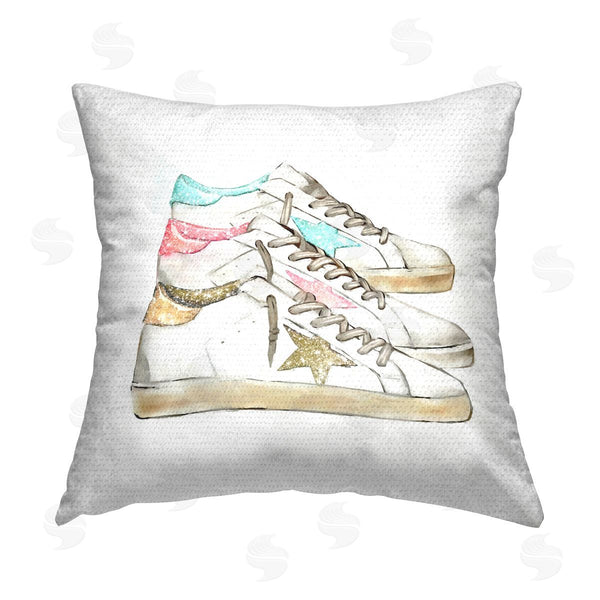 Stupell Industries Ziwei Li | Pastel Star Shape Fashion Sneakers Printed Throw Pillow