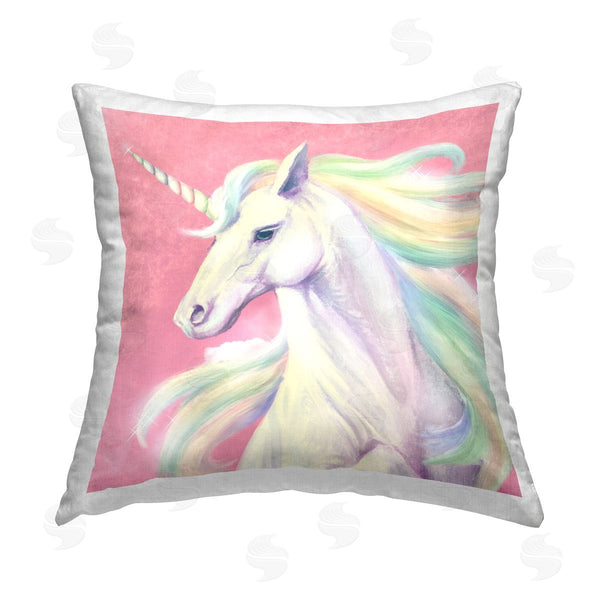 stupell industries Ziwei Li | Pastel Unicorn Pink Fantasy Animal Printed Throw Pillow