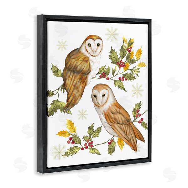 Stupell Industries Ziwei Li | Peaceful Barn Owl Perched Holly Berry Sprigs Wall Art