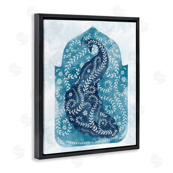 Stupell Industries Ziwei Li | Peacock In Blue Arabesque Shape