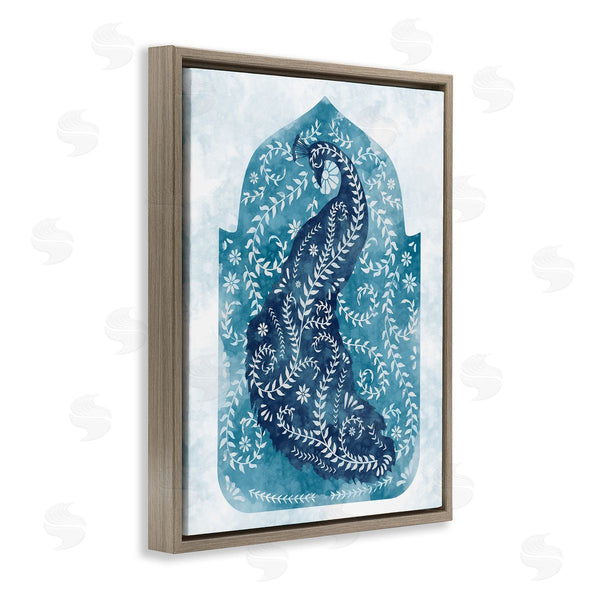 Stupell Industries Ziwei Li | Peacock In Blue Arabesque Shape