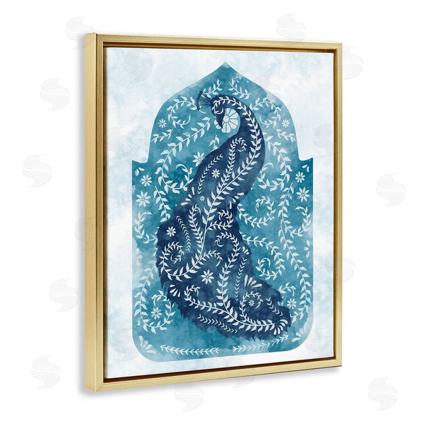 Stupell Industries Ziwei Li | Peacock In Blue Arabesque Shape