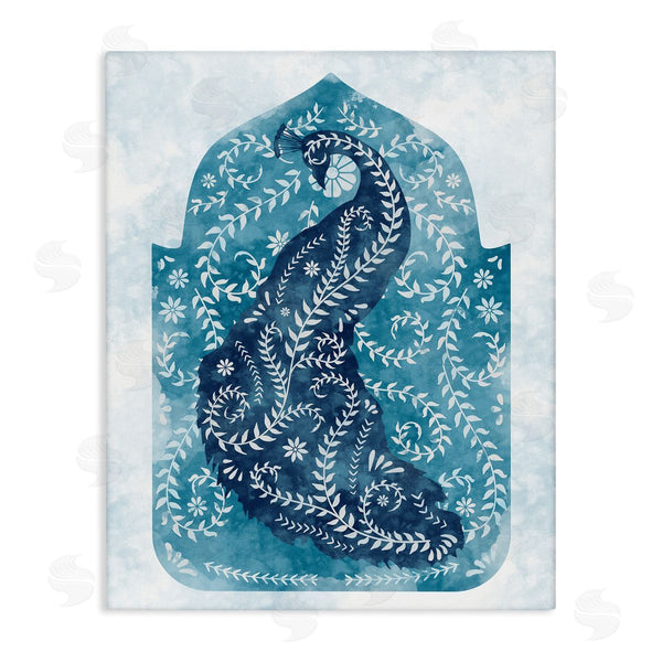 stupell industries Ziwei Li | Peacock in Blue Arabesque Shape