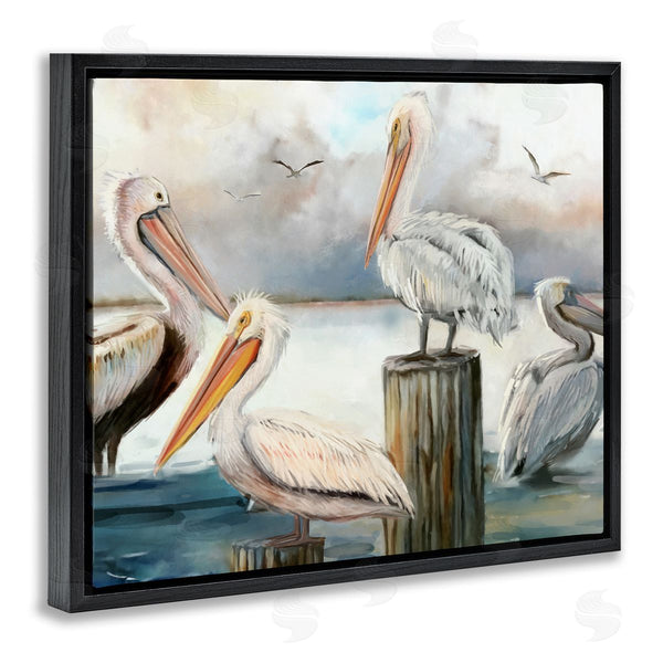 Stupell Industries Ziwei Li | Pelicans Perched Cloudy Horizon