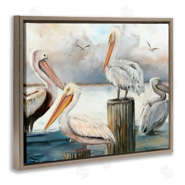 Stupell Industries Ziwei Li | Pelicans Perched Cloudy Horizon