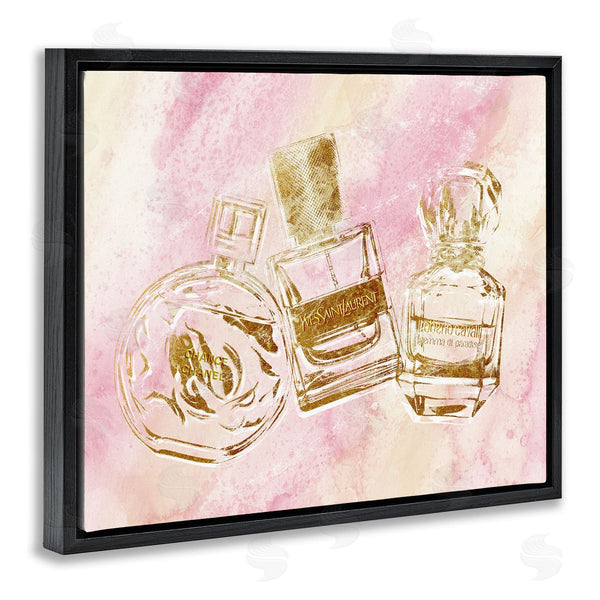 Stupell Industries Ziwei Li | Perfume Bottle Arrangement Glam Gold Abstract Pattern Wall Art