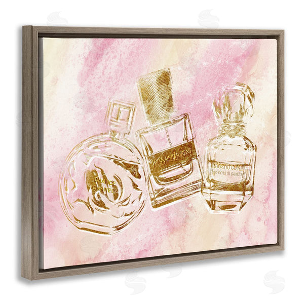 Stupell Industries Ziwei Li | Perfume Bottle Arrangement Glam Gold Abstract Pattern Wall Art