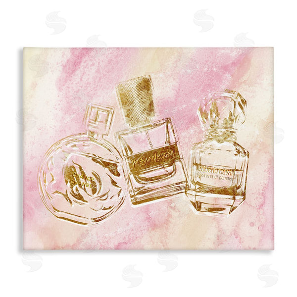 stupell industries Ziwei Li | Perfume Bottle Arrangement Glam Gold Abstract Pattern Wall Art