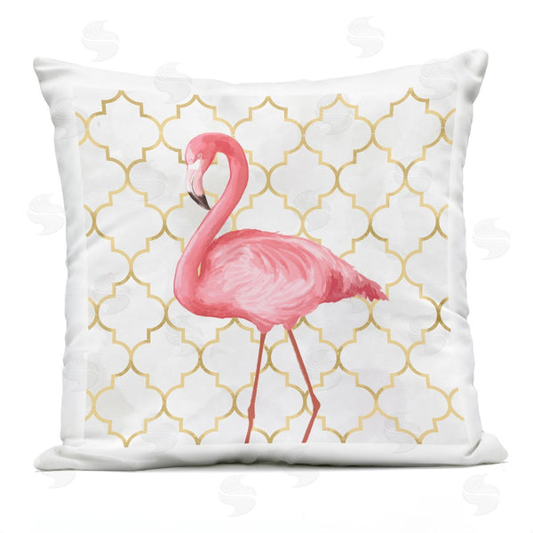 Stupell Industries Ziwei Li | Pink Flamingo Animal Chic Gold Deco Pattern Printed Throw Pillow