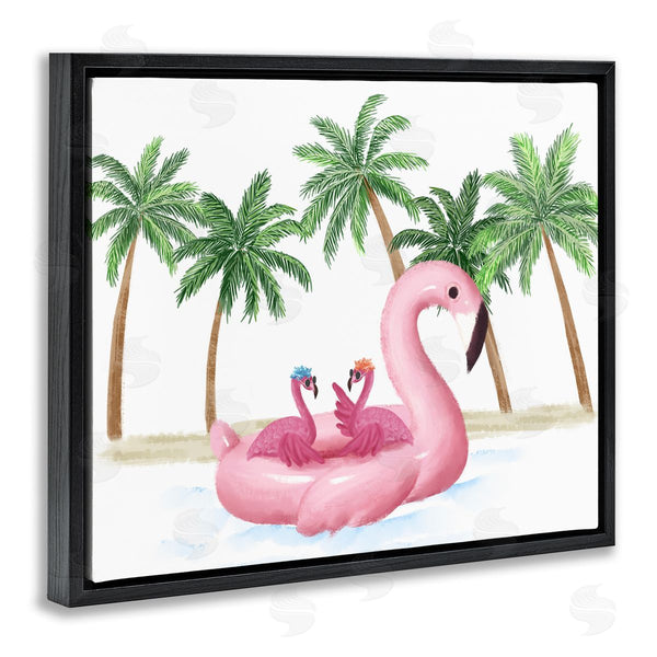 Stupell Industries Ziwei Li | Pink Flamingo Tropical Beach Float Party Palm Trees Wall Art