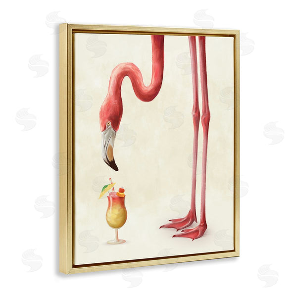 Stupell Industries Ziwei Li | Pink Flamingo With Tropical Cocktail