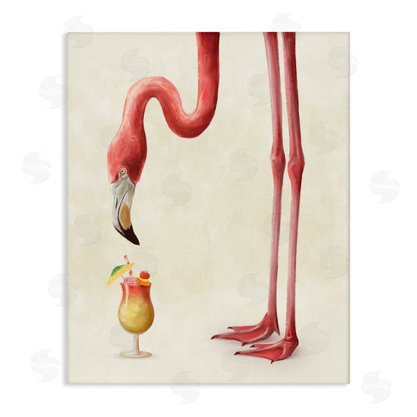 stupell industries Ziwei Li | Pink Flamingo with Tropical Cocktail