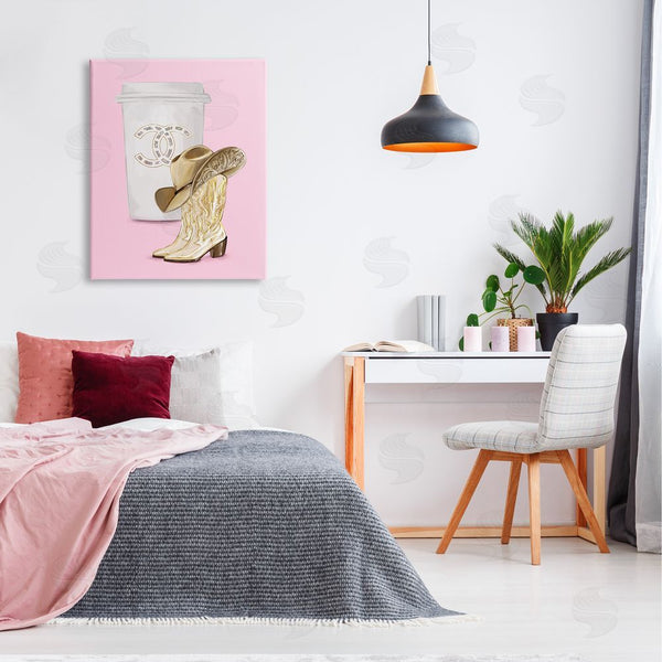 Stupell Industries Ziwei Li | Pink Glam Cowgirl Boots & Coffee Wall Art
