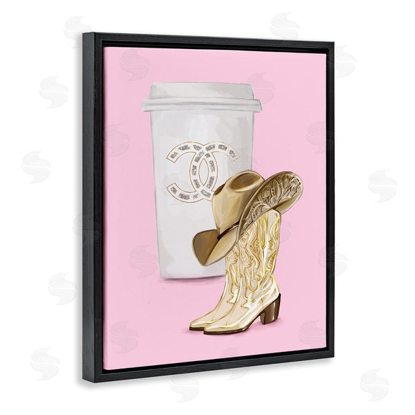 Stupell Industries Ziwei Li | Pink Glam Cowgirl Boots & Coffee Wall Art