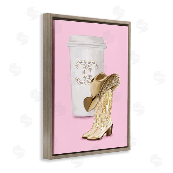 Stupell Industries Ziwei Li | Pink Glam Cowgirl Boots & Coffee Wall Art
