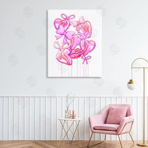 Stupell Industries Ziwei Li | Pink Heart And Bow Balloons Wall Art