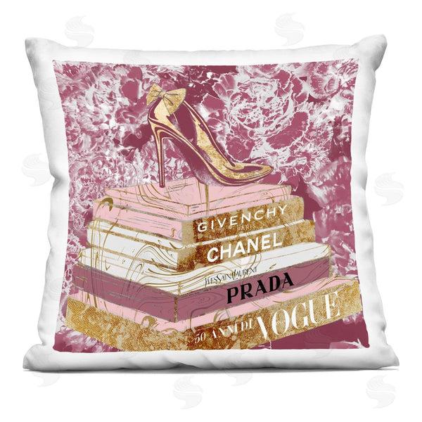 stupell industries Ziwei Li | Pink Heel on Designer Books Printed Throw Pillow