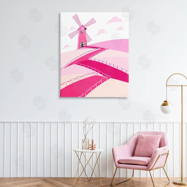 Stupell Industries Ziwei Li | Pink Hills And Windmill Wall Art