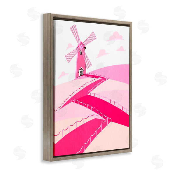 Stupell Industries Ziwei Li | Pink Hills And Windmill Wall Art