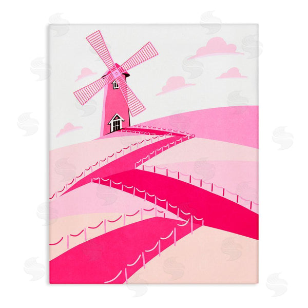 stupell industries Ziwei Li | Pink Hills and Windmill Wall Art