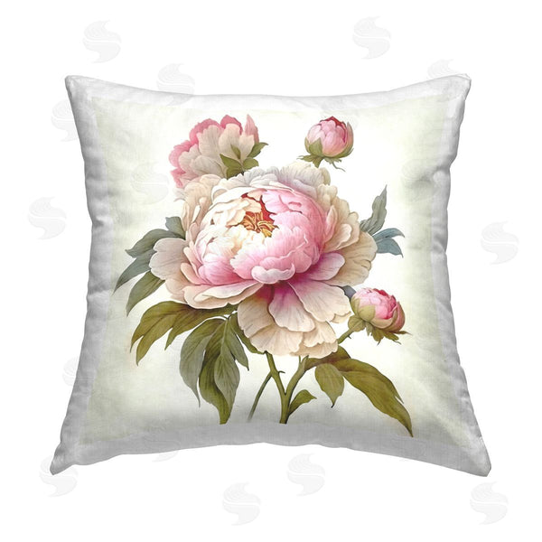 stupell industries Ziwei Li | Pink Peony Blooms Vintage Flower Printed Throw Pillow