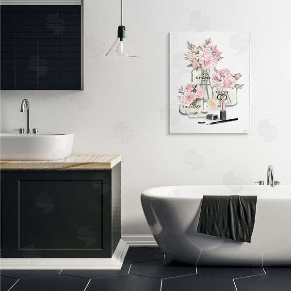 Stupell Industries Ziwei Li | Pink Rose Florals In Glam Fashion Jars Wall Art
