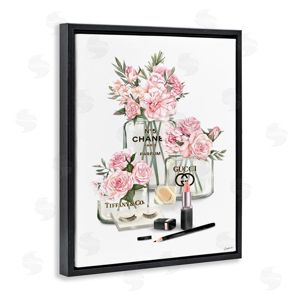 Stupell Industries Ziwei Li | Pink Rose Florals In Glam Fashion Jars Wall Art
