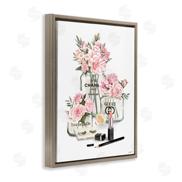 Stupell Industries Ziwei Li | Pink Rose Florals In Glam Fashion Jars Wall Art