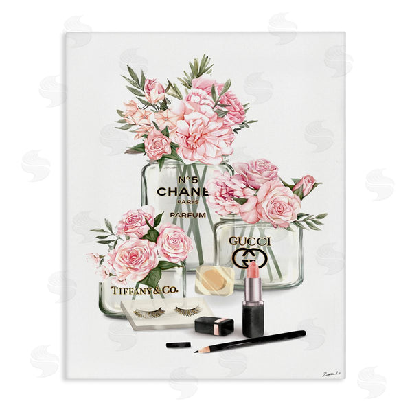 stupell industries Ziwei Li | Pink Rose Florals in Glam Fashion Jars Wall Art