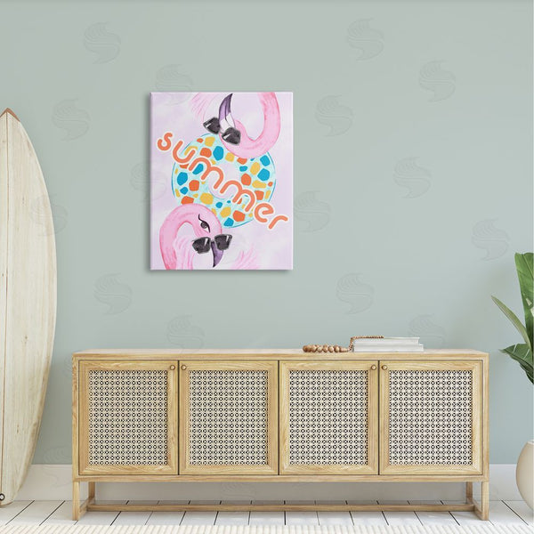 Stupell Industries Ziwei Li | Pink Summer Flamingos Pool Float Tropical Sunglasses Wall Art