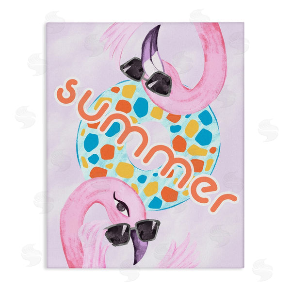 stupell industries Ziwei Li | Pink Summer Flamingos Pool Float Tropical Sunglasses Wall Art