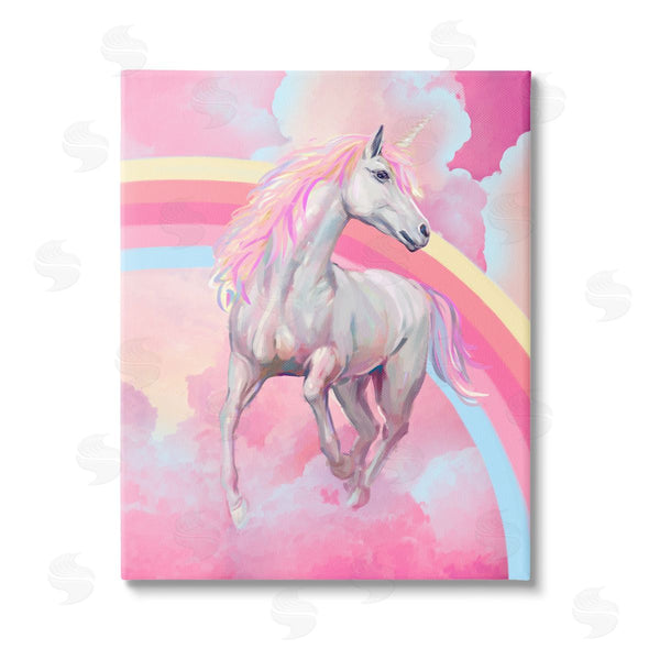 stupell industries Ziwei Li | Pink Unicorn & Clouds Wall Art