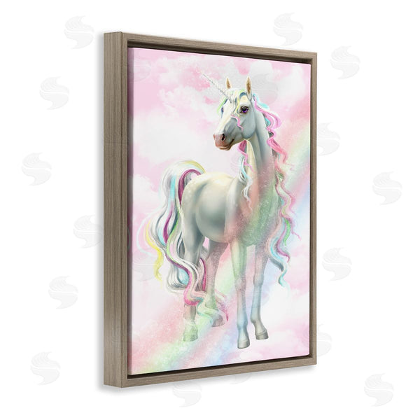 Stupell Industries Ziwei Li | Pink Unicorn Rainbow Clouds