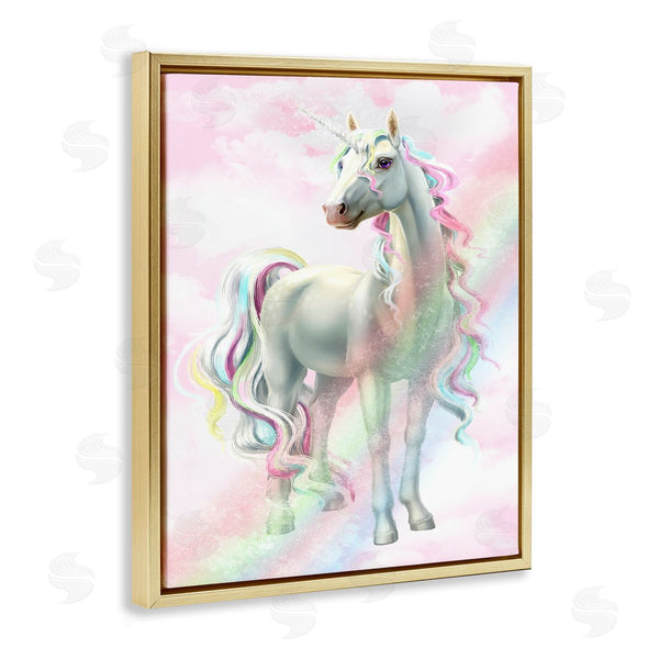 Stupell Industries Ziwei Li | Pink Unicorn Rainbow Clouds