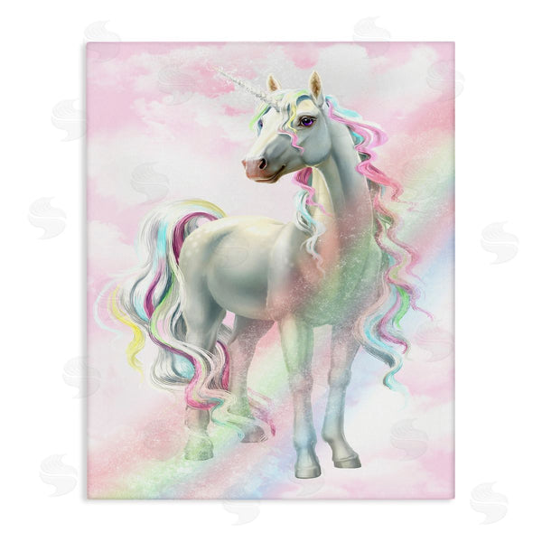 stupell industries Ziwei Li | Pink Unicorn Rainbow Clouds