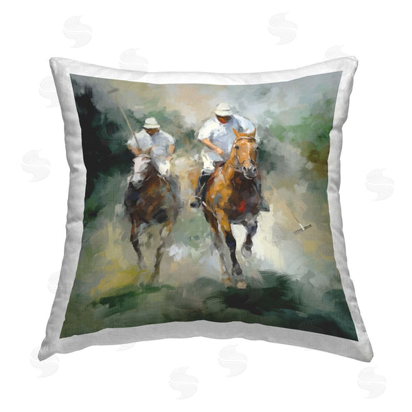 stupell industries Ziwei Li | Polo Players on Horses Printed Throw Pillow