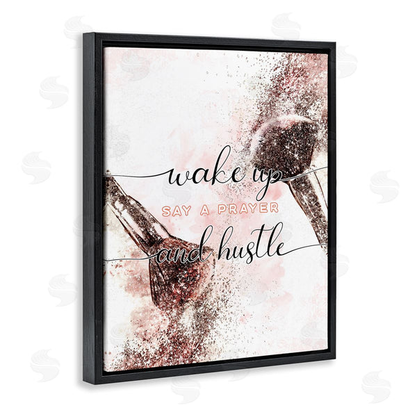 Stupell Industries Ziwei Li | Pray And Hustle Phrase Glam Cosmetic Brush