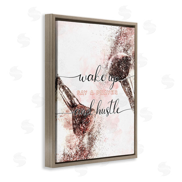 Stupell Industries Ziwei Li | Pray And Hustle Phrase Glam Cosmetic Brush
