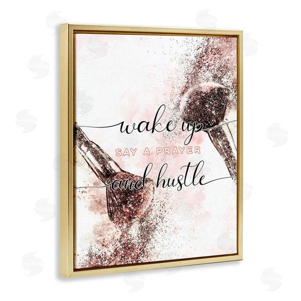 Stupell Industries Ziwei Li | Pray And Hustle Phrase Glam Cosmetic Brush