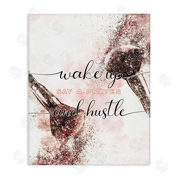 stupell industries Ziwei Li | Pray And Hustle Phrase Glam Cosmetic Brush