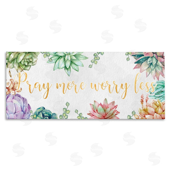 stupell industries Ziwei Li | Pray More Worry Less Phrase Spring Succulent Plants