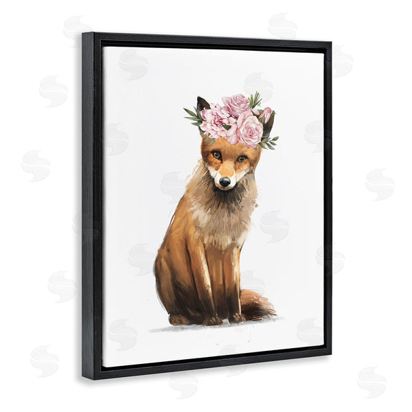 Stupell Industries Ziwei Li | Precious Pink Floral Crown Fox Forest Animal Wall Art