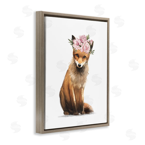Stupell Industries Ziwei Li | Precious Pink Floral Crown Fox Forest Animal Wall Art