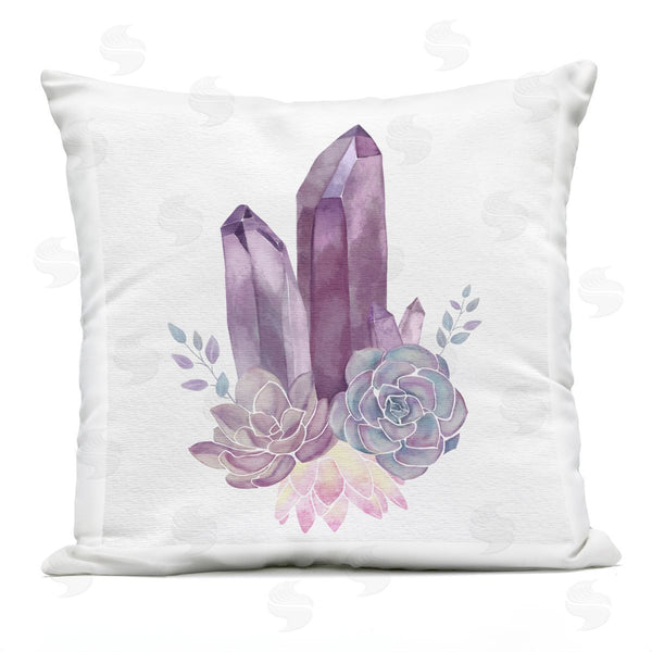 Stupell Industries Ziwei Li | Purple Amethyst Crystal Shapes Succulent Blossoms Printed Throw Pillow