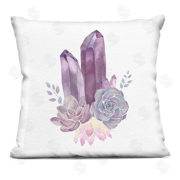 stupell industries Ziwei Li | Purple Amethyst Crystal Shapes Succulent Blossoms Printed Throw Pillow