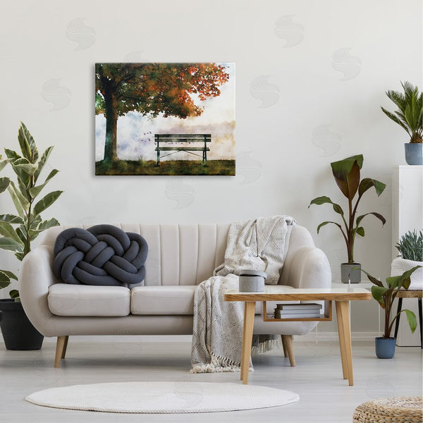 Stupell Industries Ziwei Li | Quiet Autumn Park Bench And Tree Surrealist Illustration Wall Art